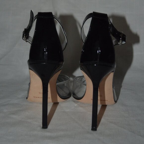 Sz 36.5 Manolo Blahnik Black Silver PCV O'Dorsay Ankle Strap 4" Pumps He… - Picture 5 of 8